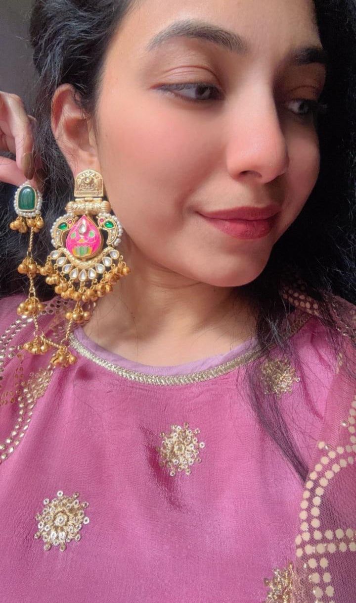 Gulraaz Earrings with Detachable Kaan Chain