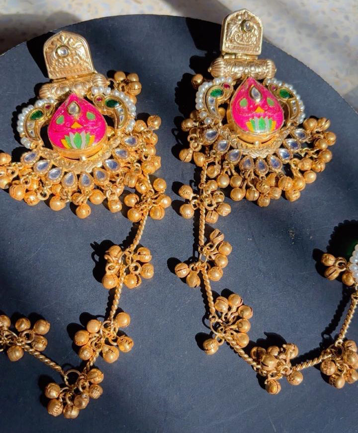 Gulraaz Earrings with Detachable Kaan Chain
