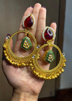 Naina Golden Earrings ( Red edition)