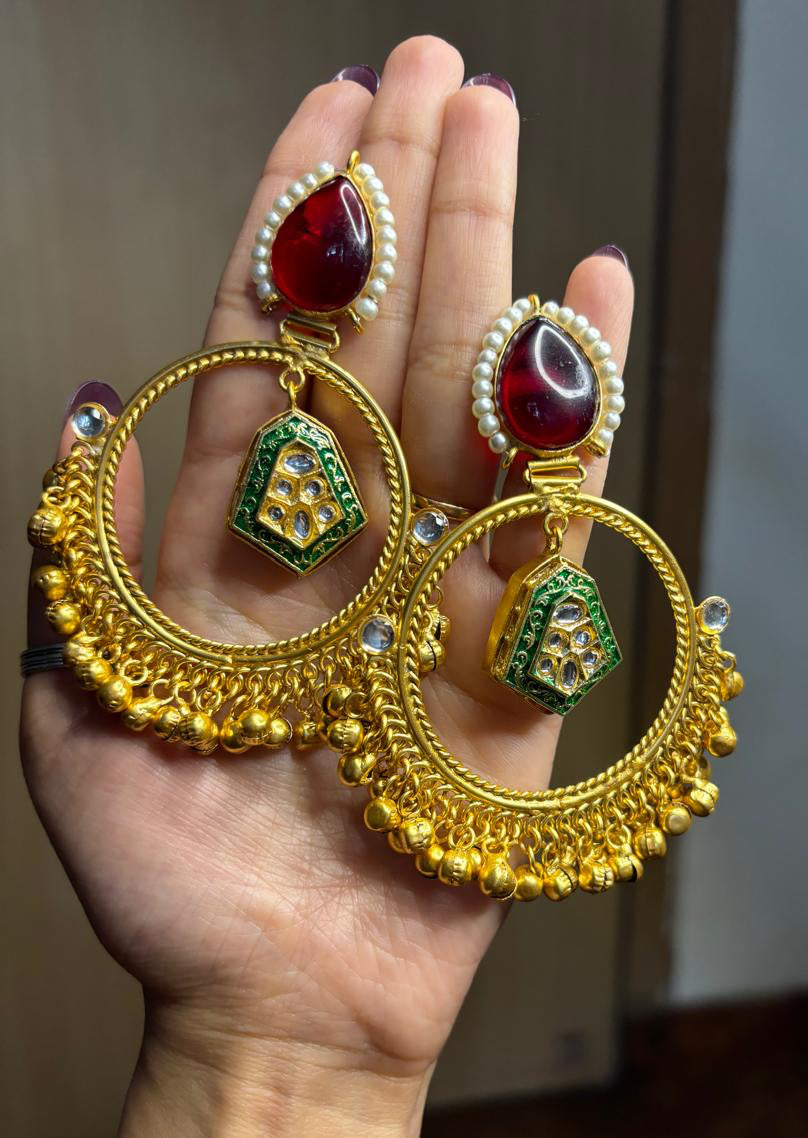 Naina Golden Earrings ( Red edition)