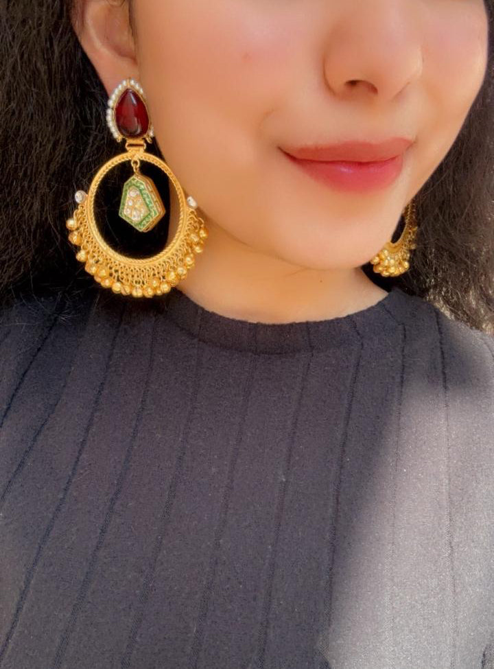 Naina Golden Earrings ( Red edition)