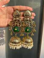 The Taruja Hand-Carved Jhumkas( green edition)