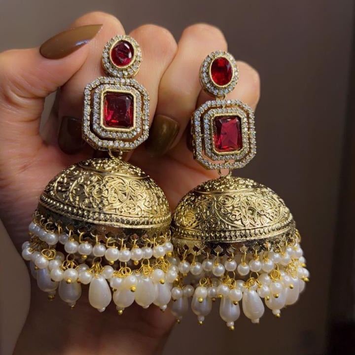 Noorani Apala Jhumkas( Ruby)