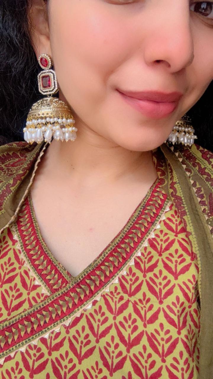 Noorani Apala Jhumkas( Ruby)