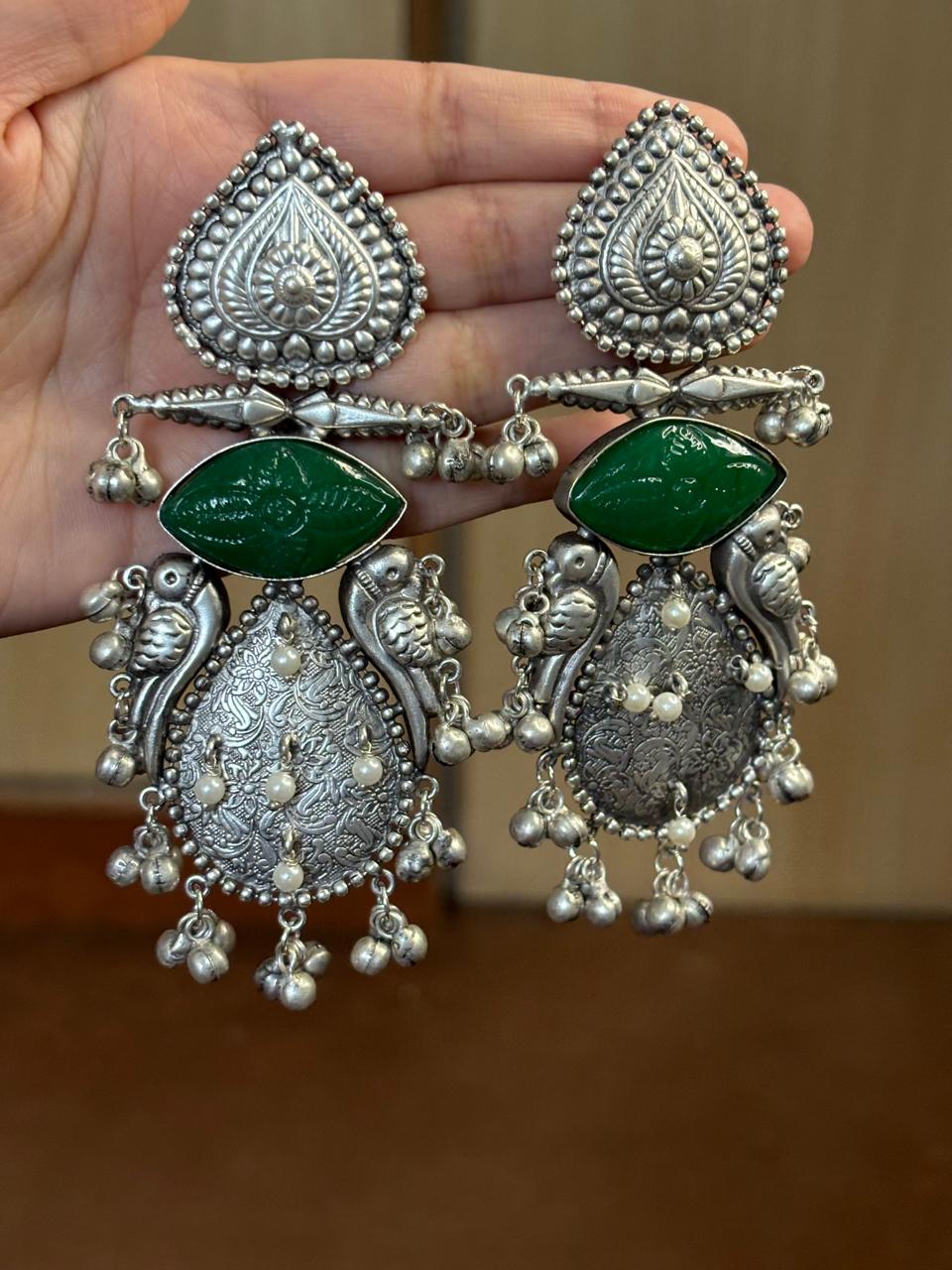 Mehfil Silver Tone Earring