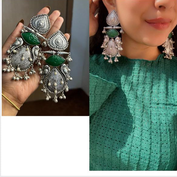 Mehfil Silver Tone Earring