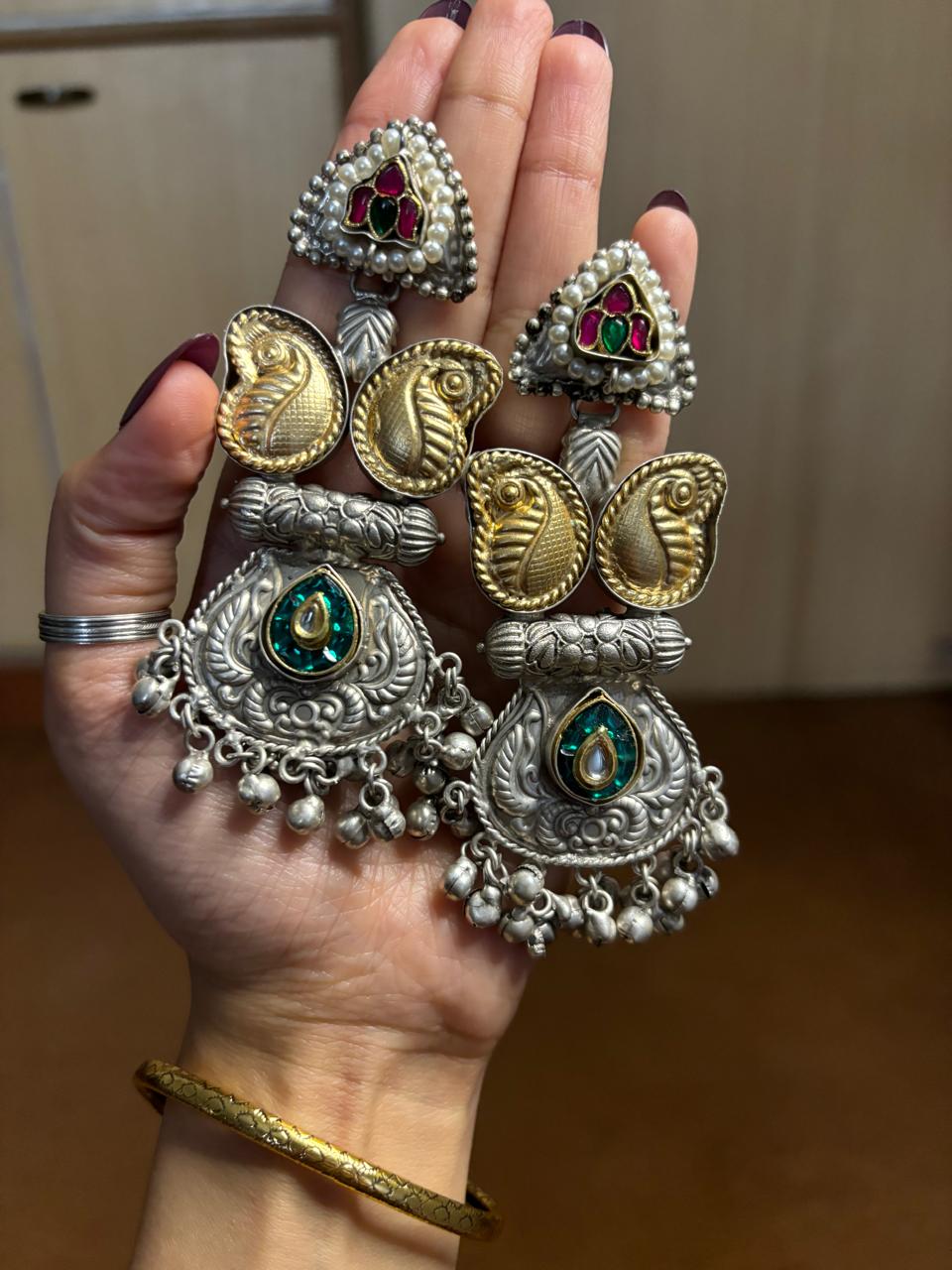 Peacock Pachi Kundan Earrring
