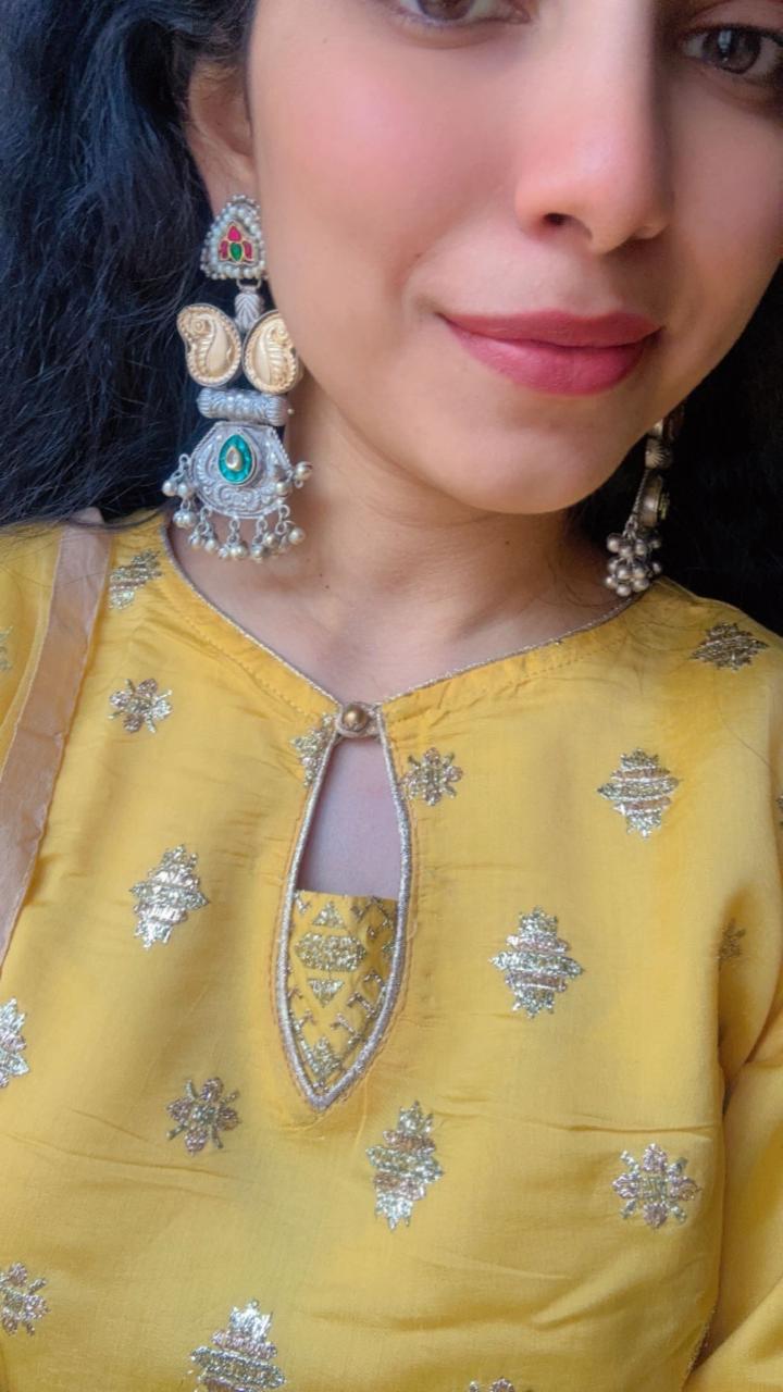 Peacock Pachi Kundan Earrring