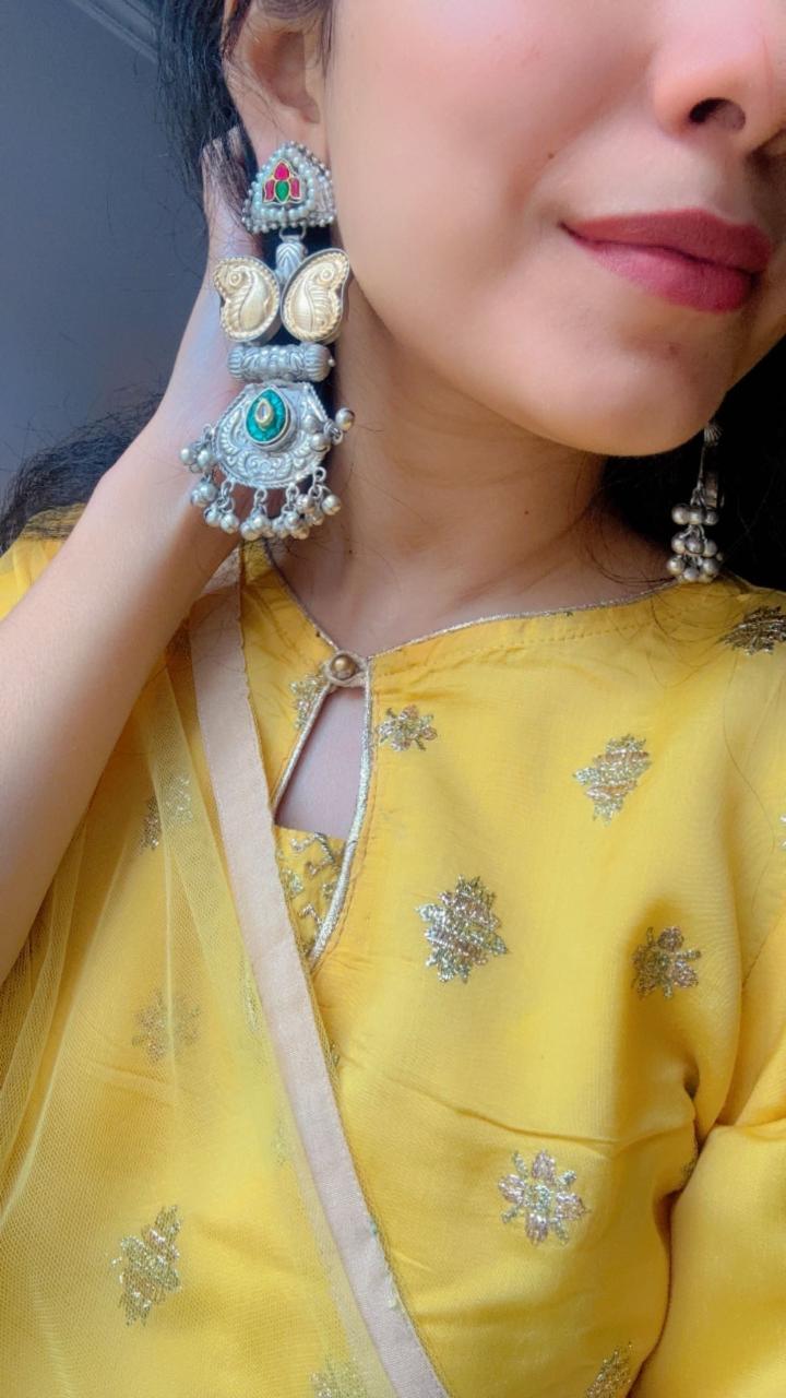 Peacock Pachi Kundan Earrring