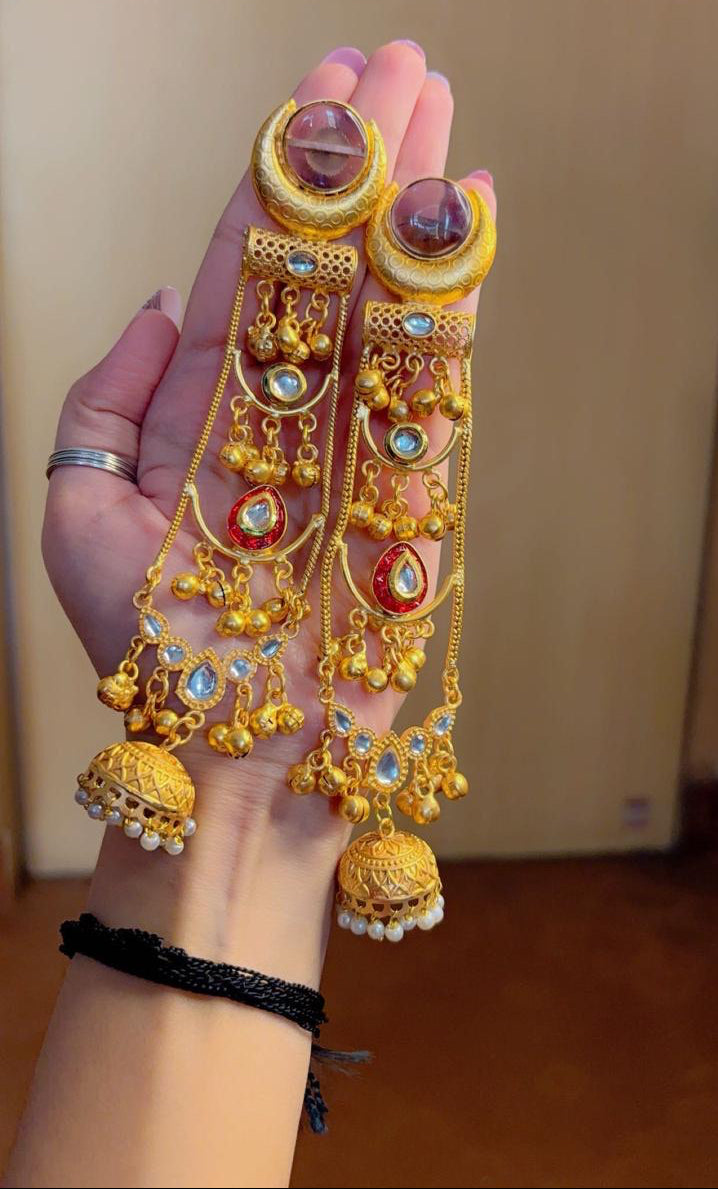 Purple Glow Pachi Kundan Kashmiri Earrings