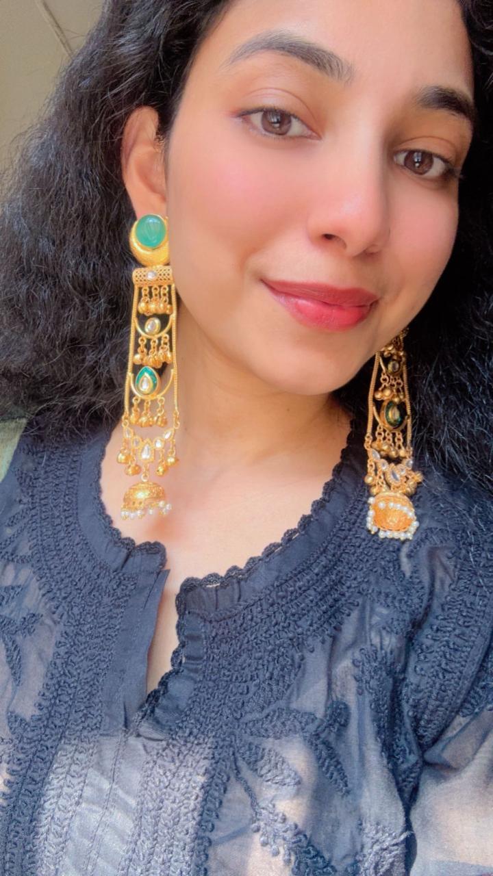 Emerald Glow Pachi Kundan Kashmiri Earrings